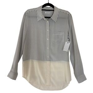 EQUIPMENT Femme Striped Silk Colorblock Button Up Shirt Womens Medium NEW W/FLAW